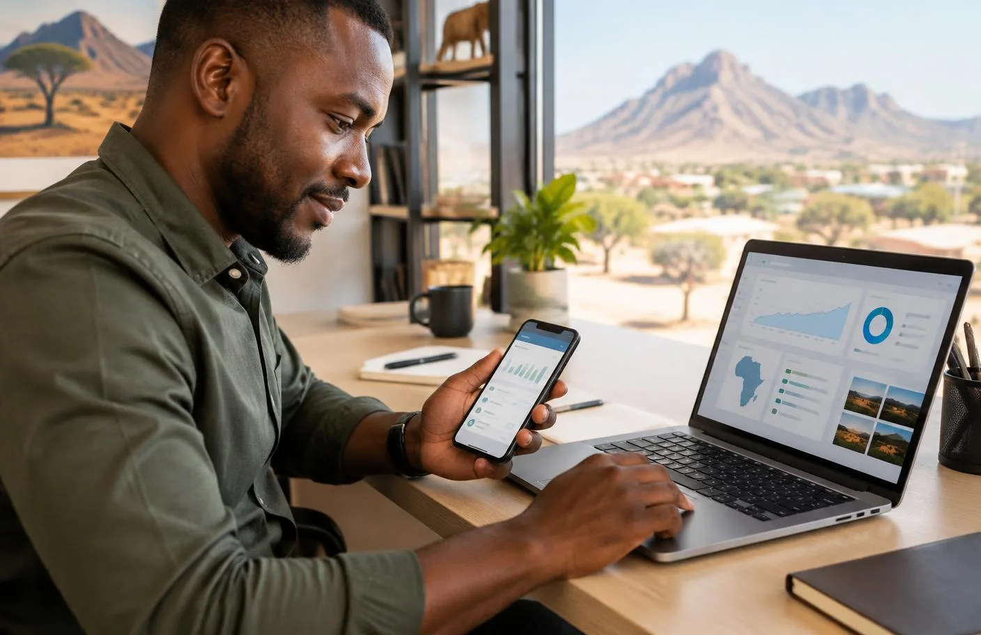 Mobile and web platform used by an African entrepreneur