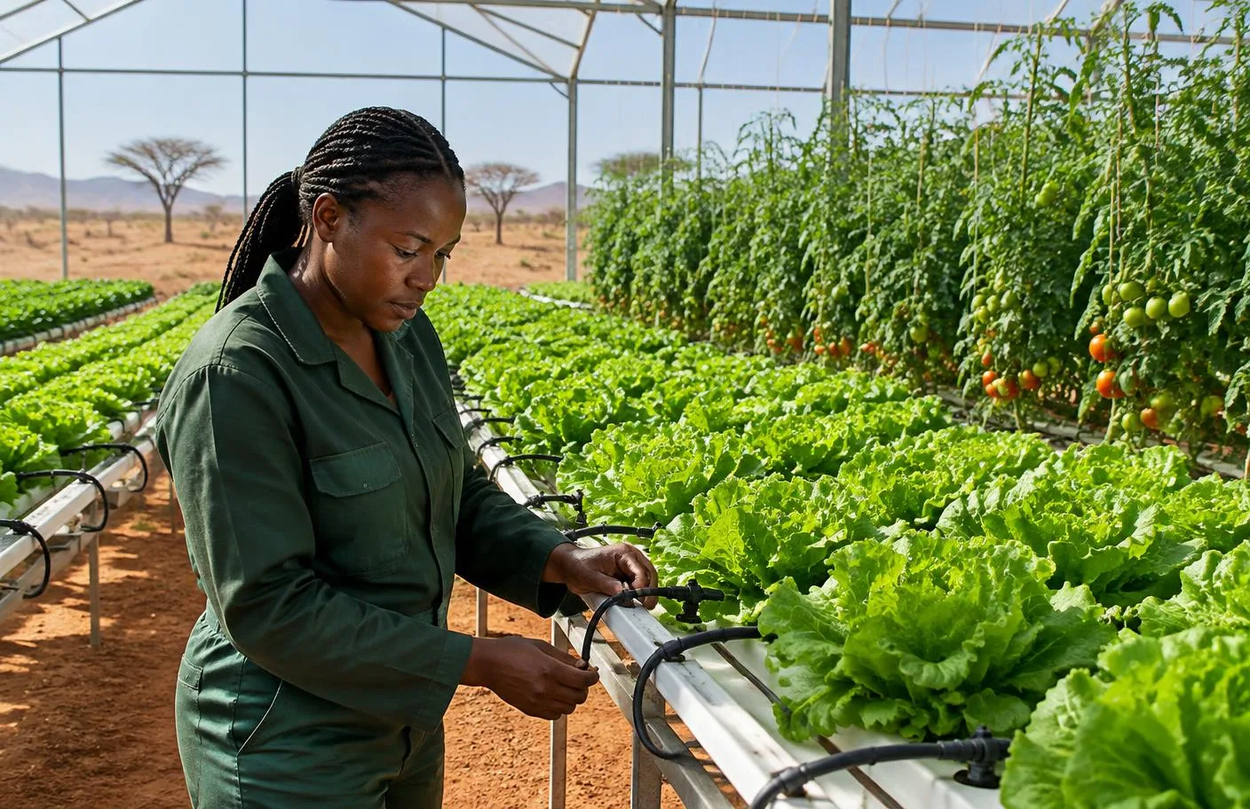Greenhouse agriculture in arid Namibia
