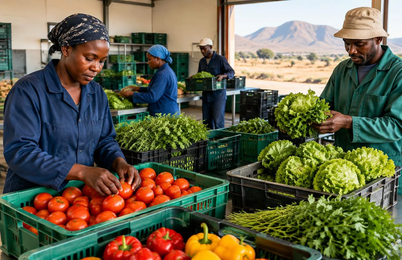 Fresh locally grown vegetables prepared for market